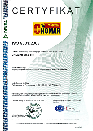 Certyfikat ISO 2008